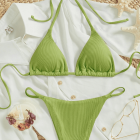 Factory Wholesale Women's Sexy Small Rib Bikini Tie Bikini Set Two Piece Swimsuit Beach Wear (Option: Style15-M)