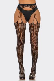 2687 Cheeky Chevron Tights (Color: Black, size: OS)