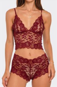 2789 Eye On You 2 Piece Set (Color: Wine, size: S)